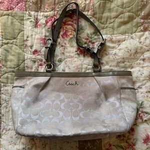 Coach Vintage Purse/Handbag Silver Sparkly Brown and Beige